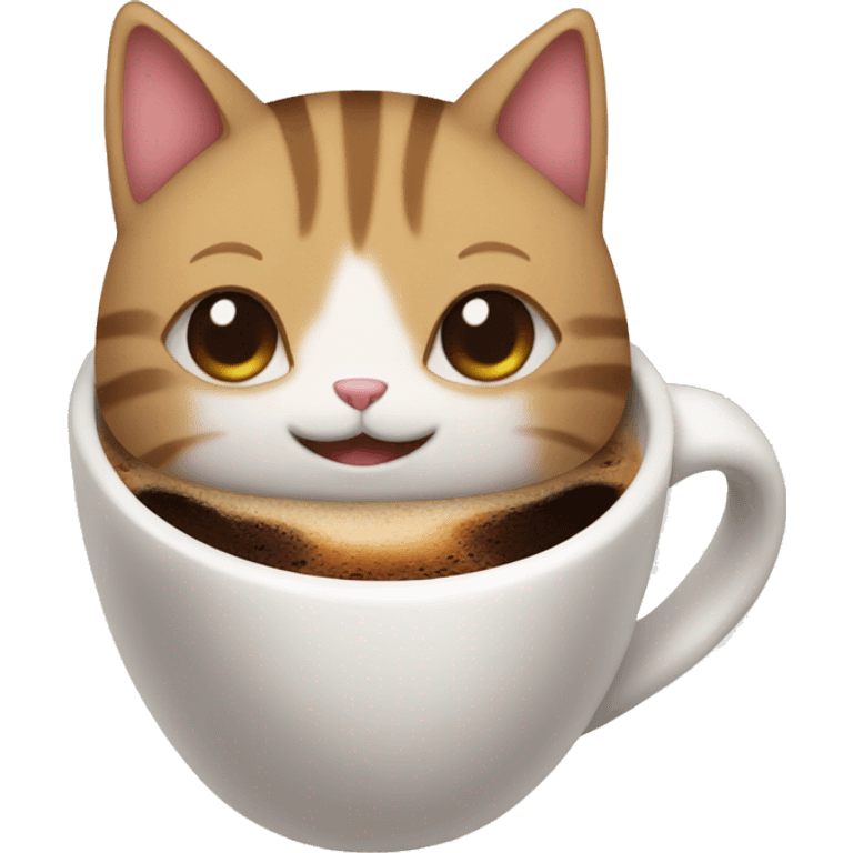 coffee with a small cute cat inside emoji