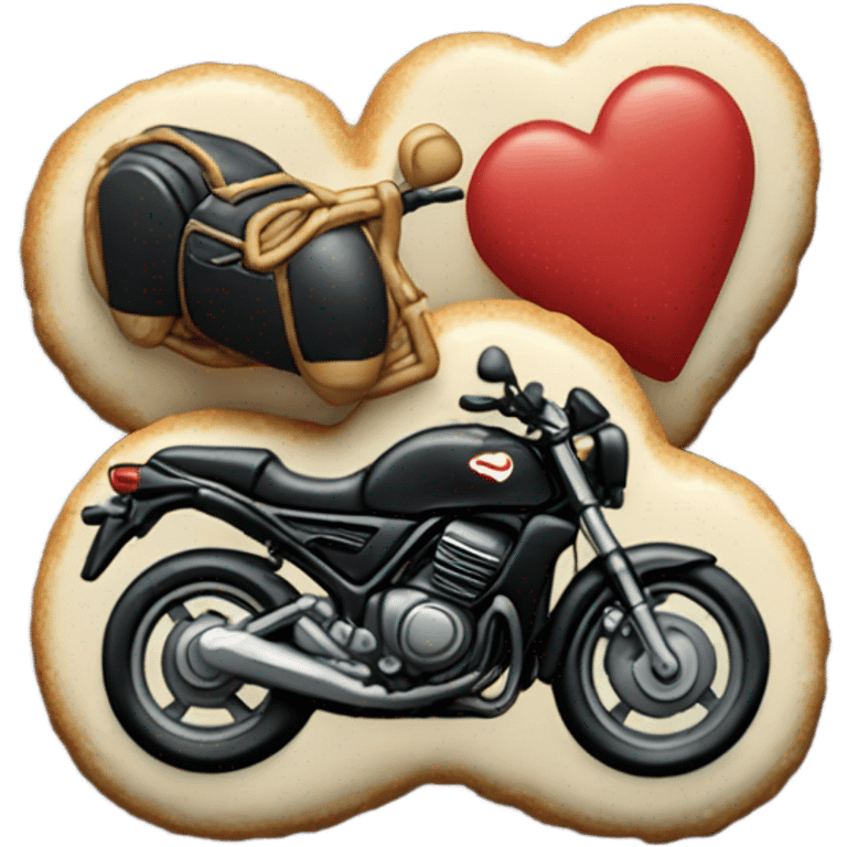 cookie heart with black motorbike  emoji