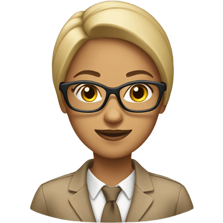 woman in work attire 2x2 picture with eyeglasses and tan color emoji