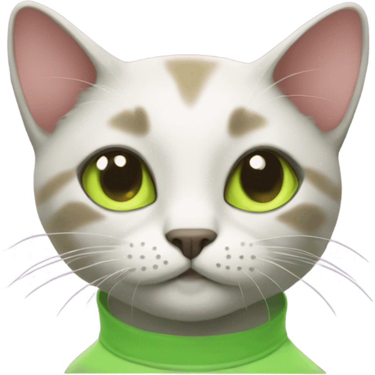 Cat wearing a lime green shirt that says Brat  emoji