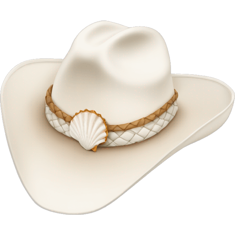 White cowgirl hat with seashell band emoji