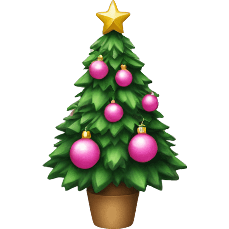 Christmas tree with pink ornaments emoji