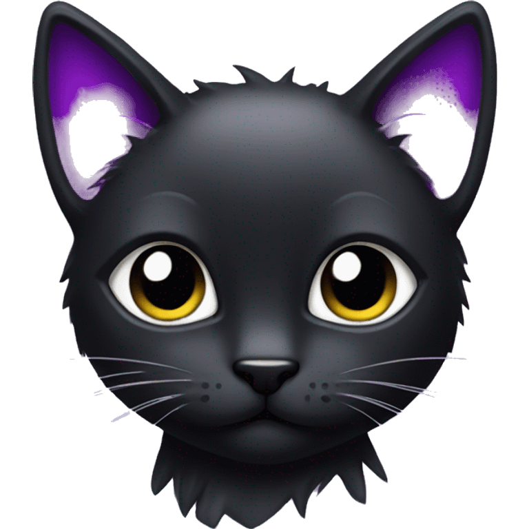 Black cat with violet Mohawk emoji