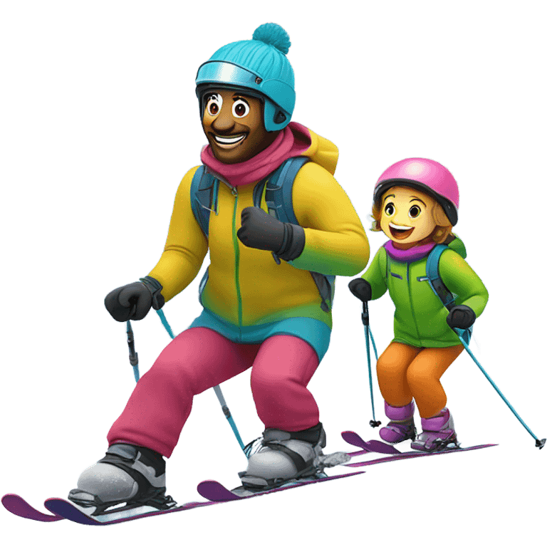 Father and child skiing emoji