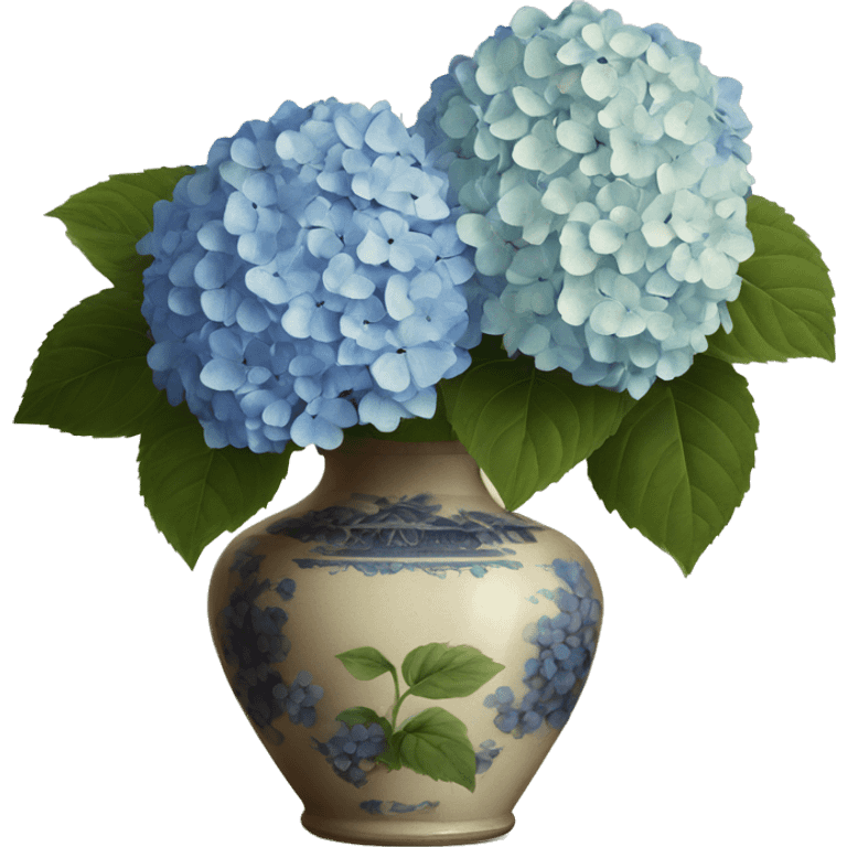 Hydrangeas in vintage vase emoji