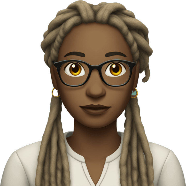 Teacher with dreads on her head and with tarot card in right hand emoji