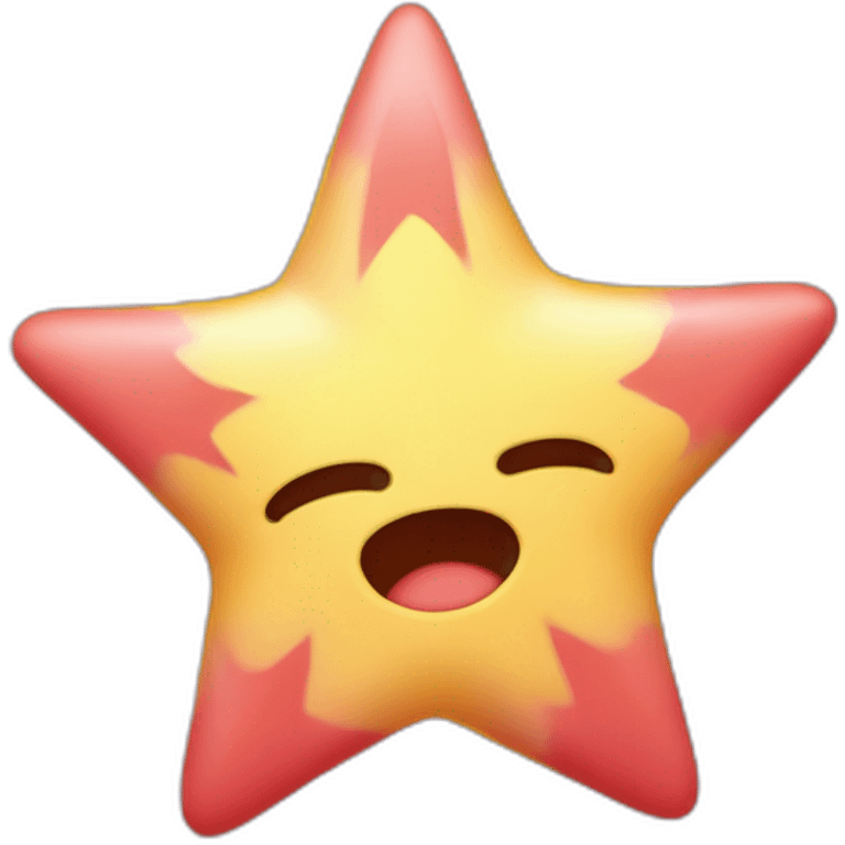 Pastel con forma de de estrella rojo con adornos de estrellas amarillas sin cara emoji