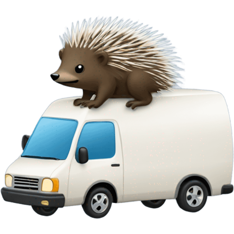 Porcupine driving a van  emoji