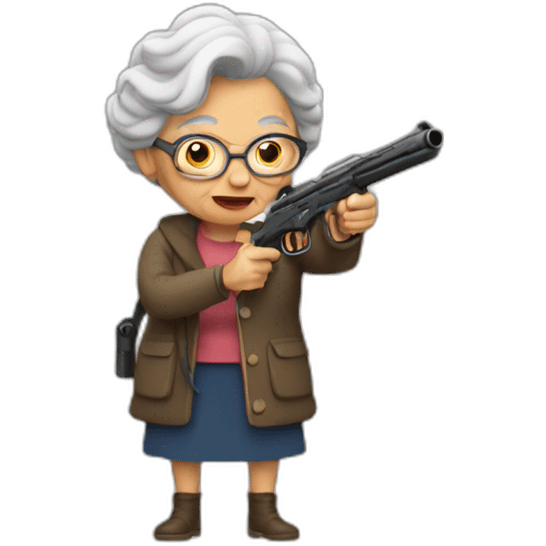 grandma with a gun emoji