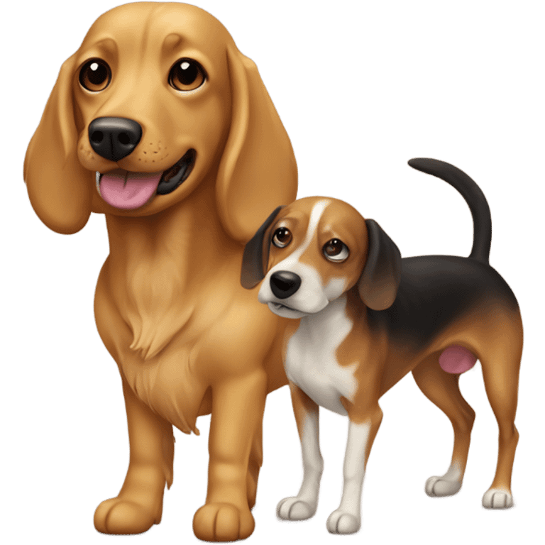 Mixed snouzer dog with a daushund dog golden brown emoji