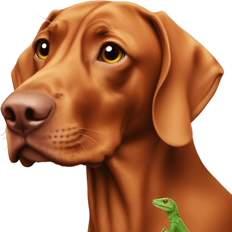 Vizsla with lizard emoji