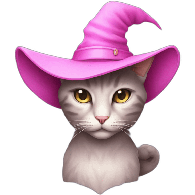 witchcat with pink eyes and light pink hat emoji