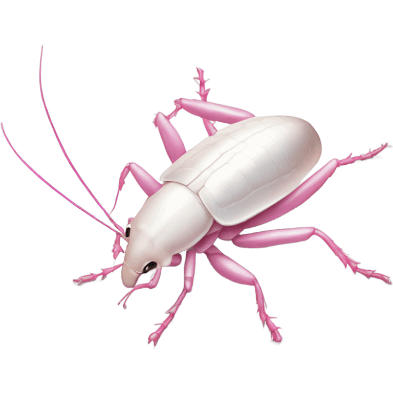 a fully white cockroach with a pink ribbon in the middle emoji