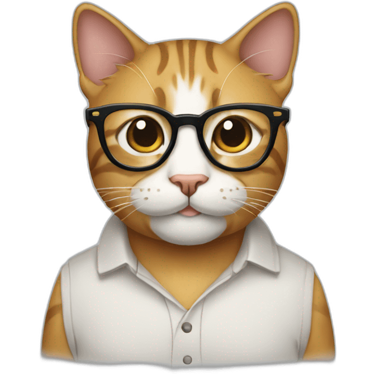 cat nerd with big glasses and two thick teeh sticking out emoji