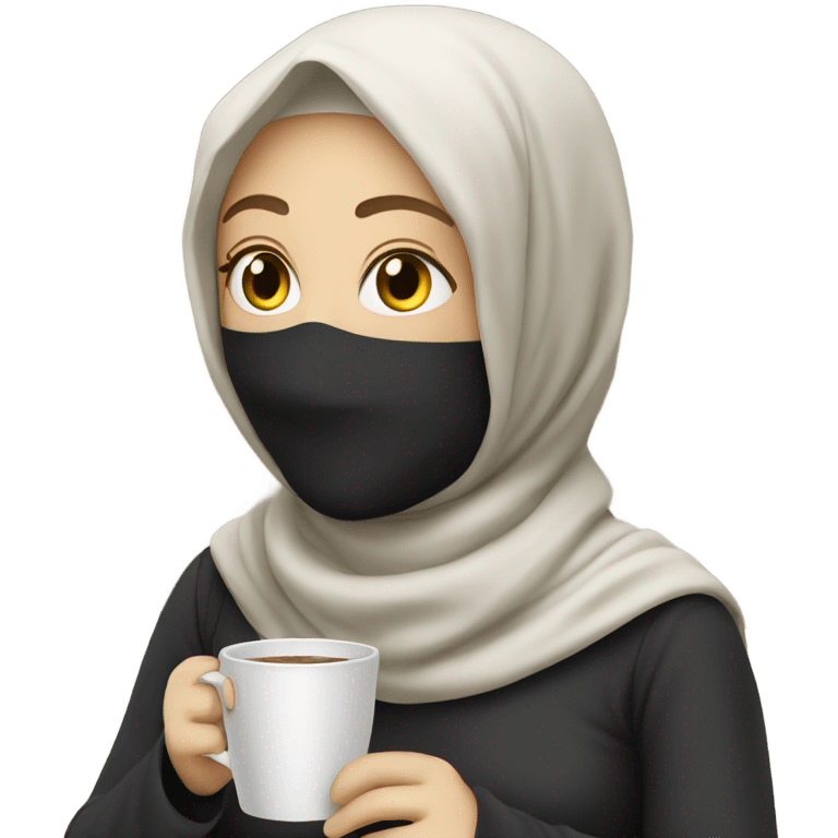 White person, wearing hijab, drinking a coffee emoji