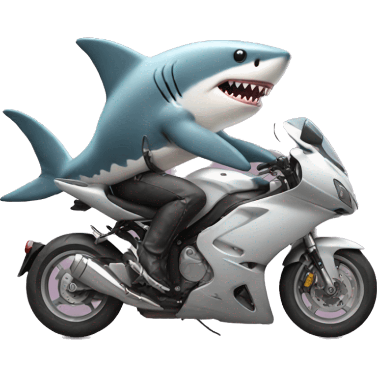 Shark driving a motorcycle  emoji