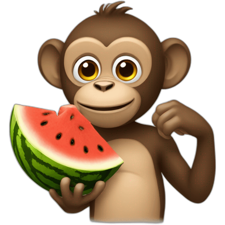 Monkey eating watermelon with a basketball  emoji