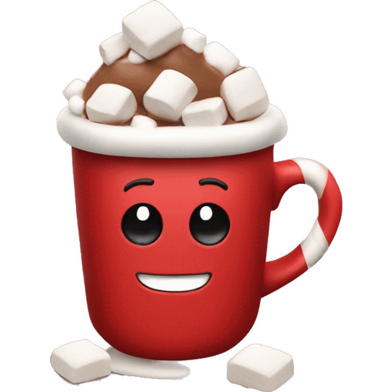 Hot chocolate with marshmallows Christmas themed red cup  emoji