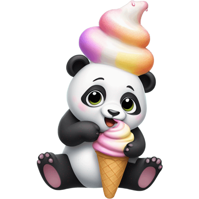 Panda eating ice cream emoji