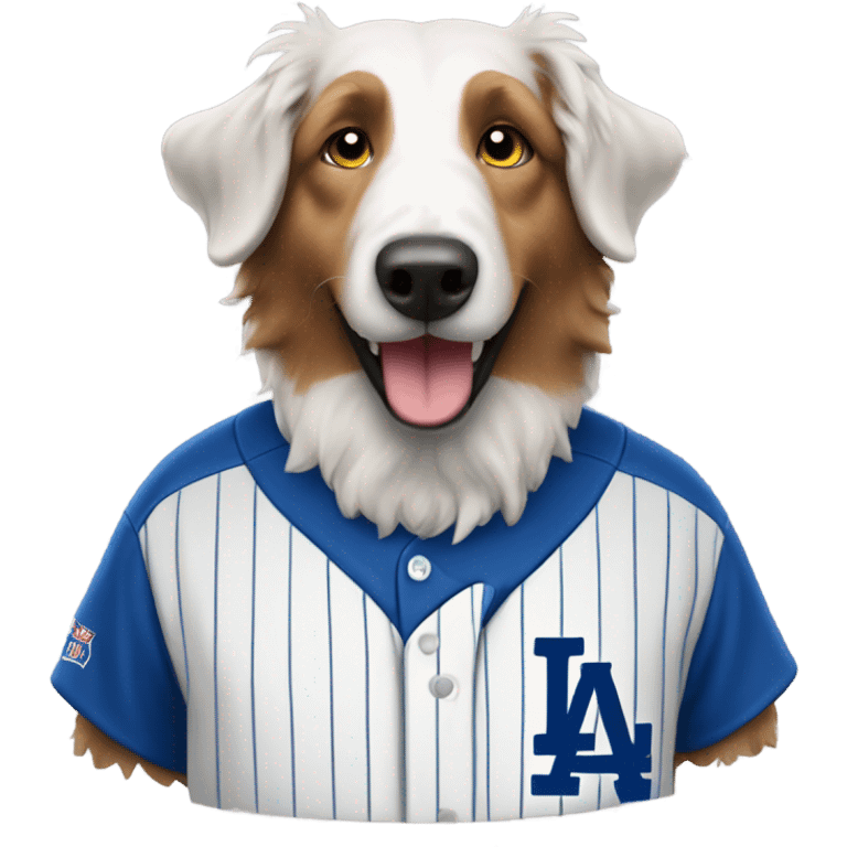 Old English shepherd wearing a Dodgers 13 shirt  emoji