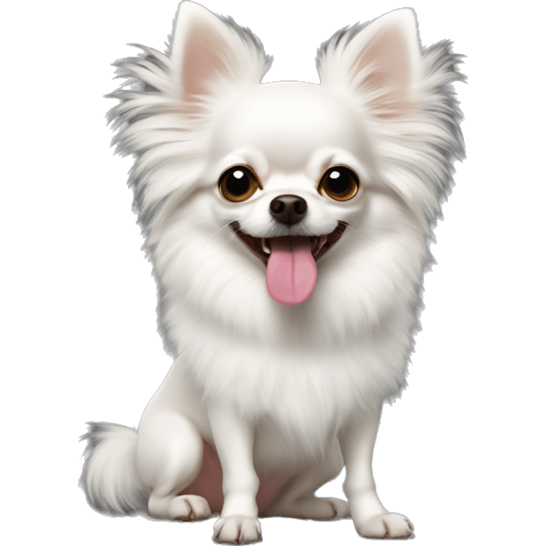 White fluffy chihuahua with tongue out emoji