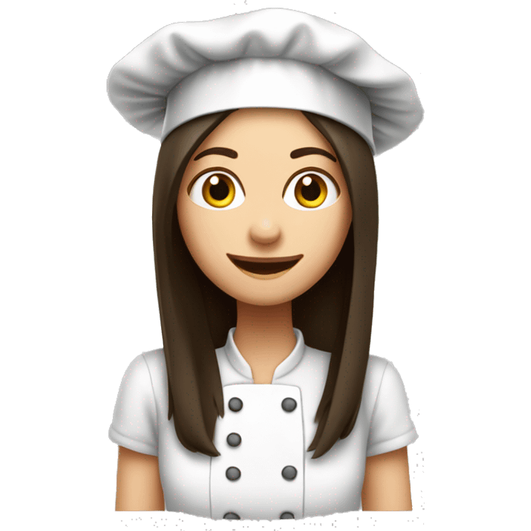 Brunette long straight hair girl in a cook hat makes dinner  emoji