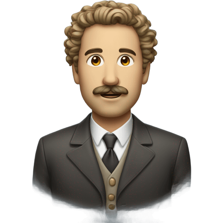 make a rich guy who has curly ish wavy hair and make him with a moustache and goatee emoji