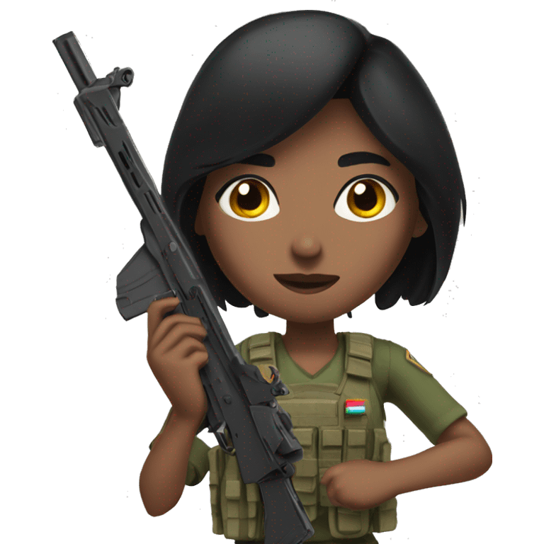 girl with black hair from st lucia playing warzone with gun in hand shooting animation emoji