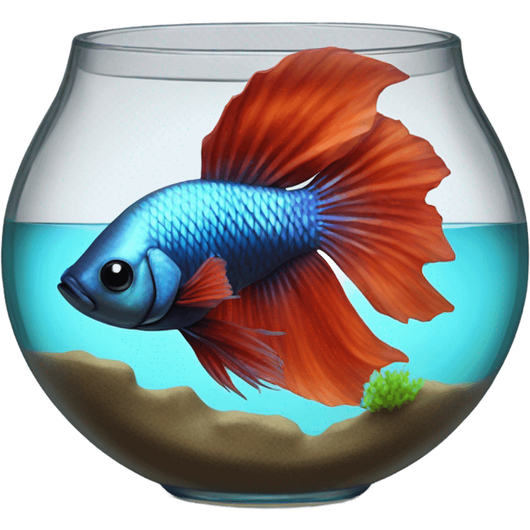 Over halfmoon Beta fish in bowl  emoji