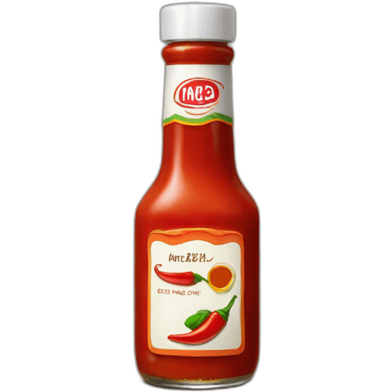 Bottle of hot sauce with no text and no image other than a red chile emoji