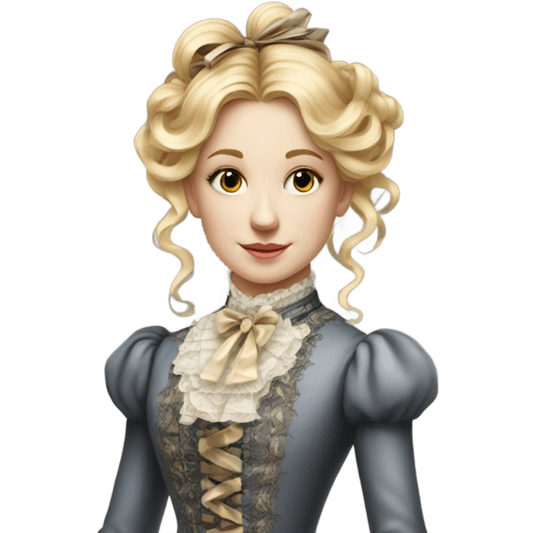 Wealthy Victorian girl with blonde hair weith ribbons very detailed and realistic emoji