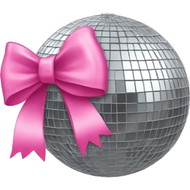 Mirrorball with a pink bow on top emoji