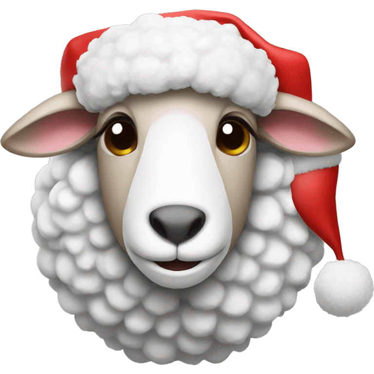 sheep with christmas hat emoji