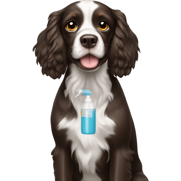 spaniel with spray in hands emoji