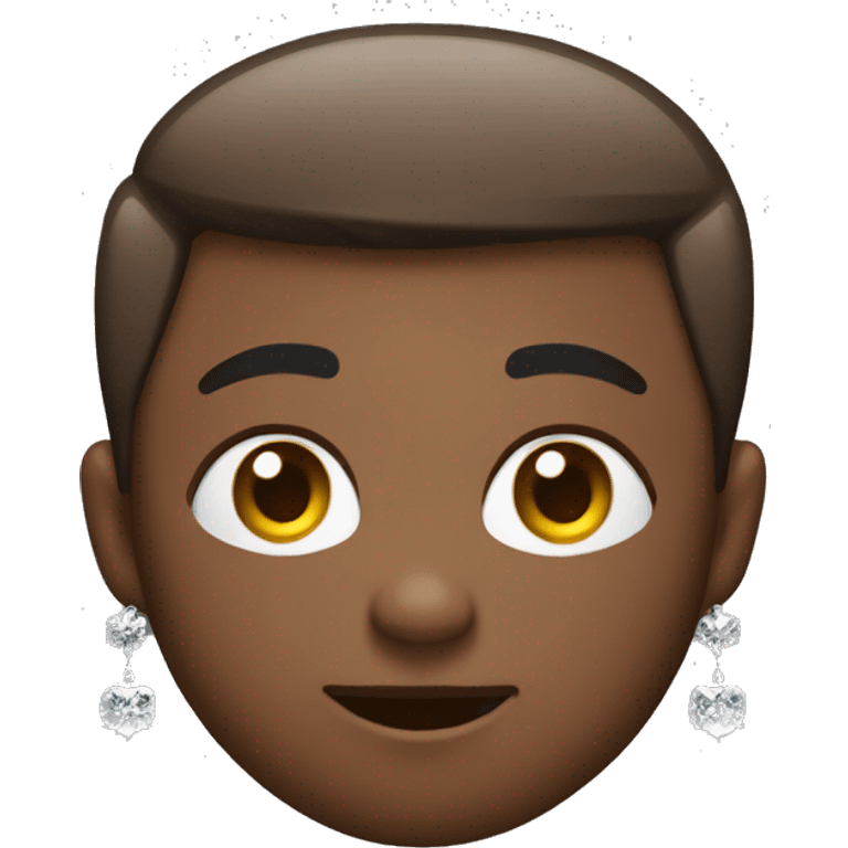 medium dark skin shrugging apple emoji with taper fade buzzcut and diamond chain. emoji