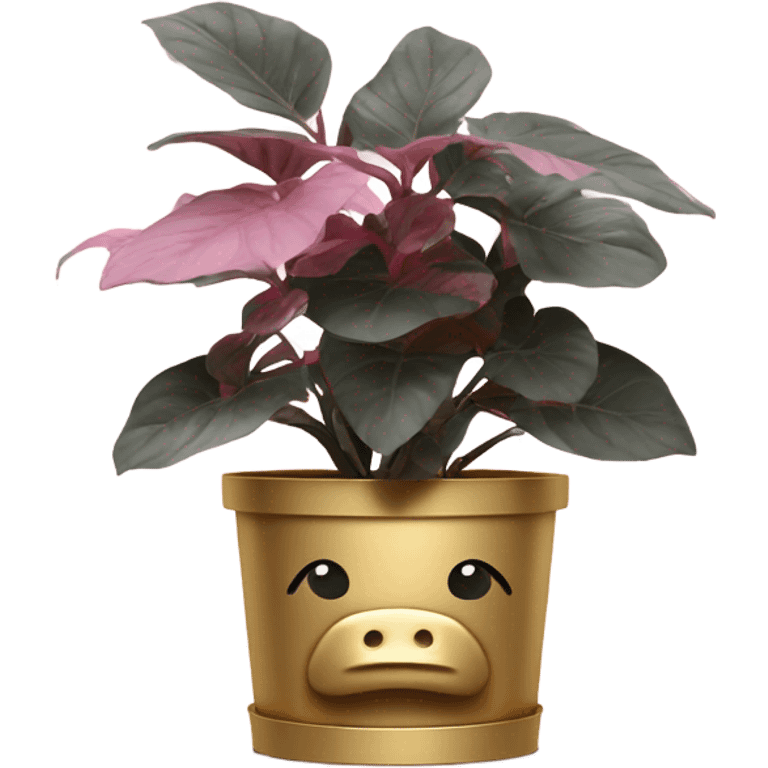 Hippo Hypoestes pink in gold planter emoji