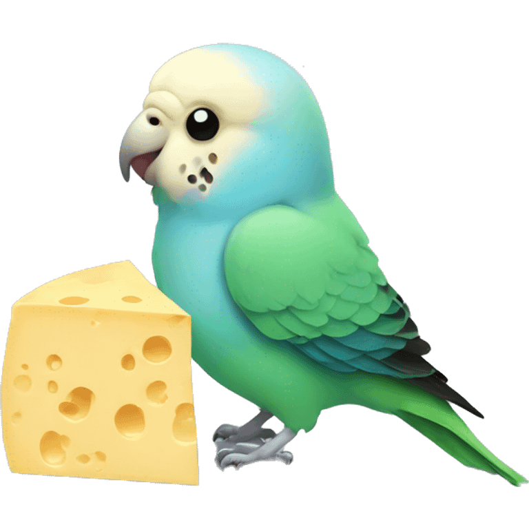 Budgie that's eating cheese emoji