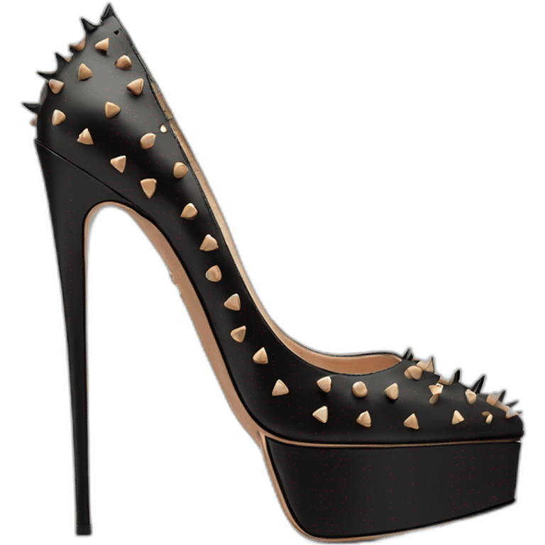 VALENTINO Tan-go PLATFORM PUMP black spikes emoji