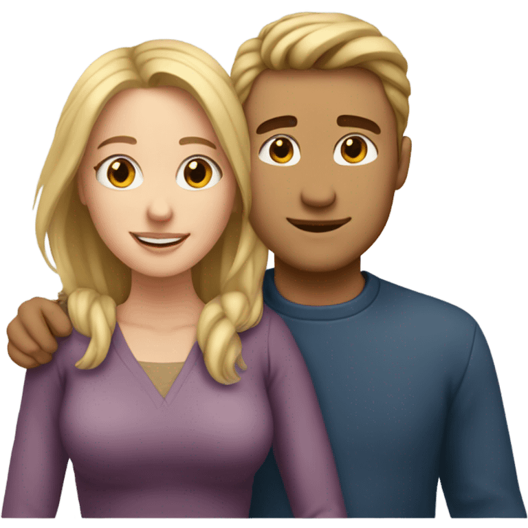 man and woman hugging, man has blonde hair woman has brown hair emoji