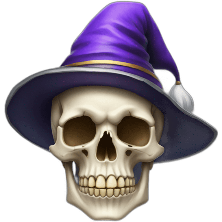 Human skull with a wizard hat emoji