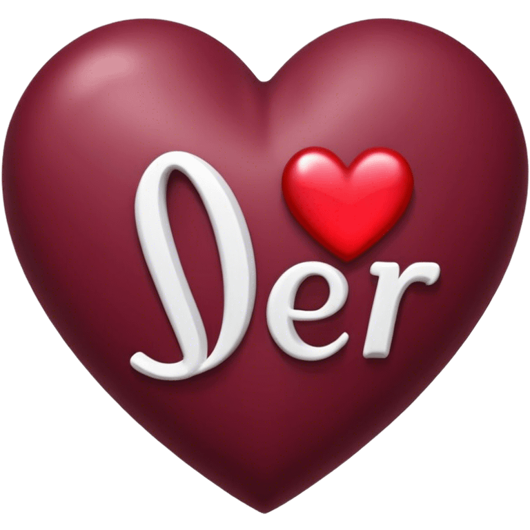 Burgundy heart with the letters Jer in the middle  emoji