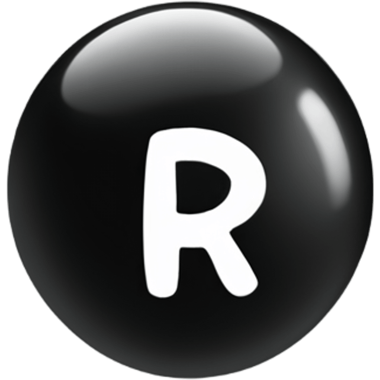 black pool table ball with R initial  emoji