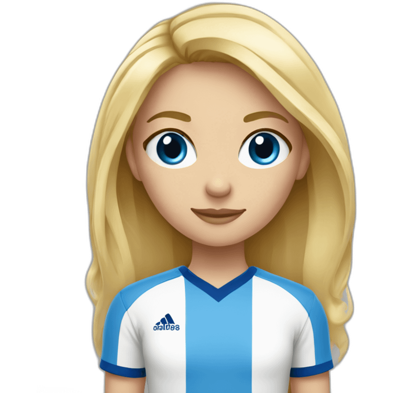 Une fille blonde aux yeux bleu qui fait du foot emoji