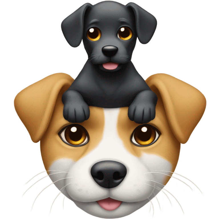 a dog on top of a cat on top of a mouse emoji