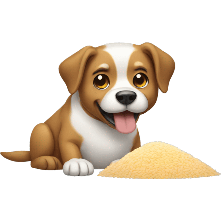 Dog eating rice emoji