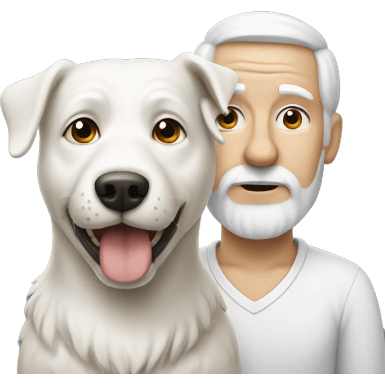 old man with white dog emoji