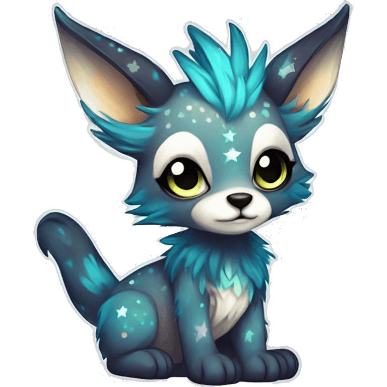 Cool cute Kawaii edgy fantasy animal sparkle fursona Fionbri creature by griffsnuff & LiLaiRa & Falvie full body emoji