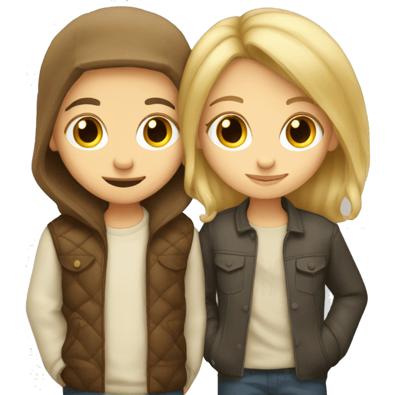 blond hair boy kissing brown hair girl emoji