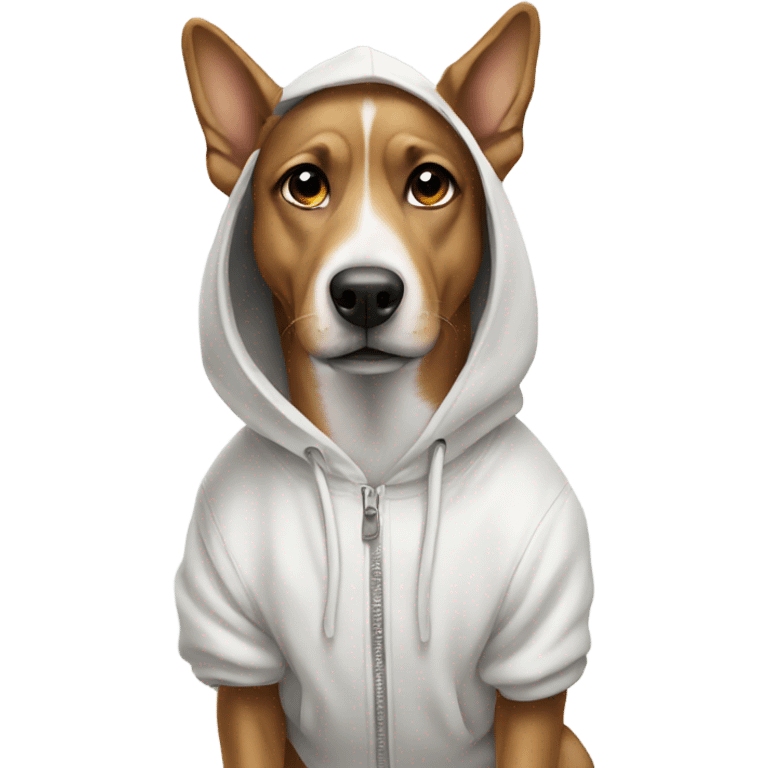 Dog wearing white hoodie  emoji