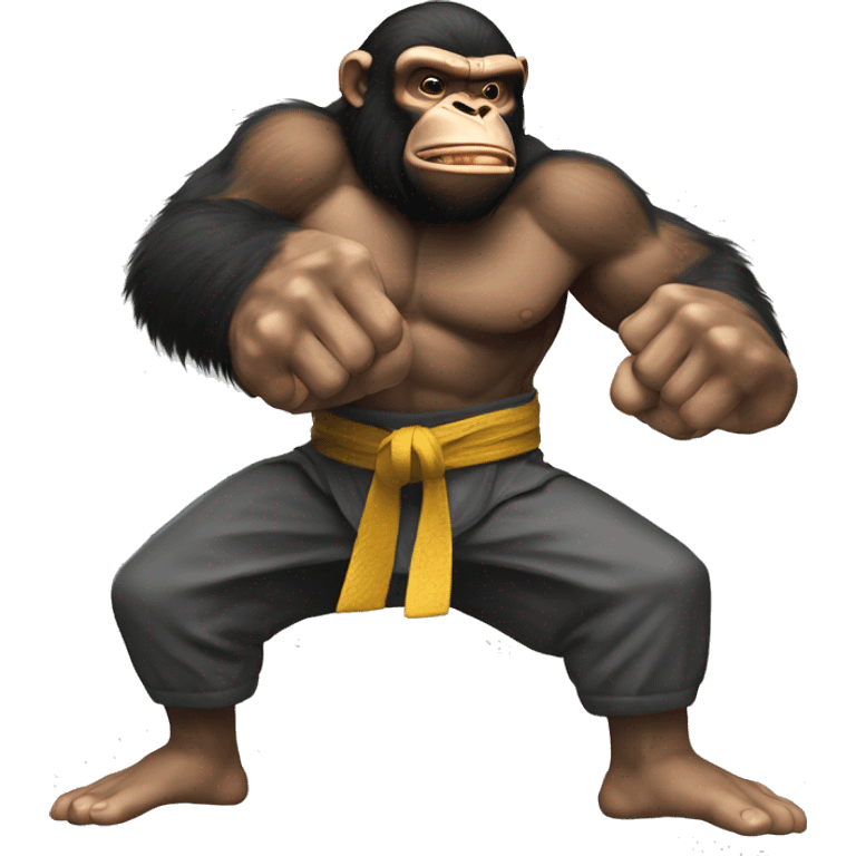 A modern chimp warrior uppercutting like Ken or ryu from street fighter emoji